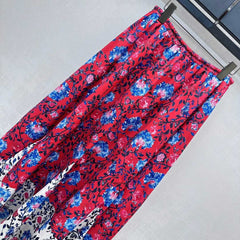 LV FLORAL SILK SKIRT IN RED