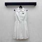 MIU 25S PLEATED VEST DRESS WITH LAPEL COLLAR 264505