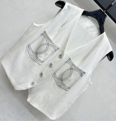 CHANEL SLEEVELESS BUTTONED BLAZER 274758