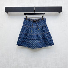 LV DENIM SKIRT WITH LOGO PRINT 274802