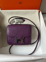 CONSTANCE 18 PURPLE OSTRICH SILVER HARDWARE