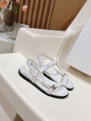 MAUD SANDAL WITH TRIOMPHE IN WHITE CALFSKIN