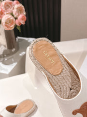 CELINE 25S LES ESPADRILLES MULE IN WHITE CANVAS
