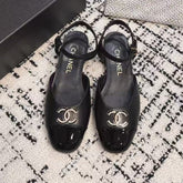 FLAT SLINGBACKS IN BLACK CALFSKIN