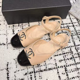 FLAT SLINGBACKS IN MACAROON BEIGE MIX BLACK CALFSKIN