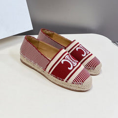 NEW FLAT FISHERMAN SHOES CARO RED COTTON CANVAS