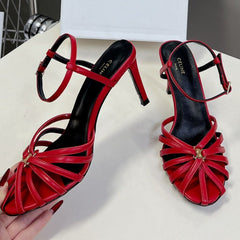 RIOMPHE SANDAL IN LAMBSKIN CHERRY RED