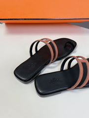 Georgia Sandals Peach Suede Black Calfskin