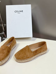 LOAFER IN PEANUT BROWN SUEDE AND WOVEN RAFFIA