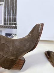 CELINE 25S HIGH CUT CHELSEA BOOTS 45MM IN DARK BROWN SUEDE