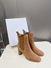 ICON HEELED ANKLE BOOT CIDER BROWN SUEDE 8 CM