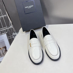 YSL 25S SAINT LAURENT LOAFERS IN WHITE PATENT CALFSKIN