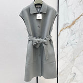 HERMES 25S SLEEVELESS WOOL VEST COAT WITH BOW BELT 96700
