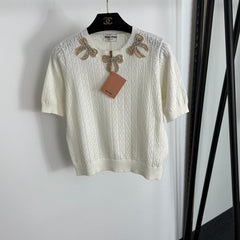 MIUMIU SHORT-SLEEVE KNIT TOP STYLE 397