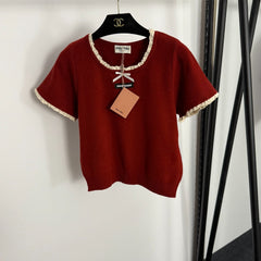 MIUMIU SHORT-SLEEVE KNIT TOP STYLE 386