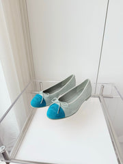 BALLET FLAT IN CERULEAN BLUE MIX PEARL GRAY SUEDE