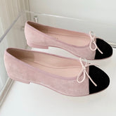 BALLET FLAT IN BABY PINK MIX BLACK SUEDE