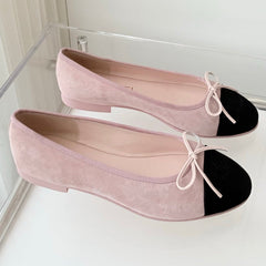 BALLET FLAT IN BABY PINK MIX BLACK SUEDE