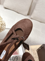 ALAIA 25S BALLET TECKEL IN DARK BROWN SUEDE