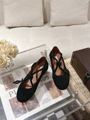 ALAIA 25S BALLET TECKEL IN BLACK SUEDE