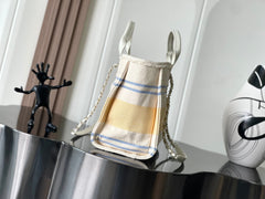 CHANEL 25S SHOPPING BAG 35 IN CREAM WHITE AND YELLOW CANVAS