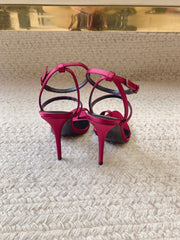 HIGH FLIP FLOPS SANDAL WITH STRAP IN HOT PINK SILK