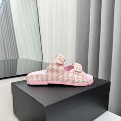 dad sandals pink white mules