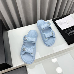 dad sandals cloud blue lambskin mules
