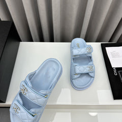 dad sandals cloud blue lambskin mules