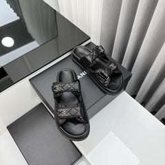 dad sandals black lambskin mules