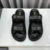 dad sandals black lambskin mules