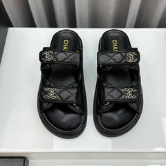 dad sandals black lambskin mules
