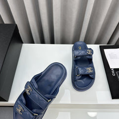 dad sandals blue lambskin mules