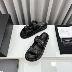dad sandals black patent interwoven leather cc