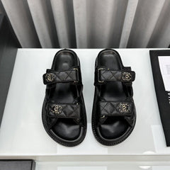 dad sandals black patent interwoven leather cc