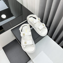 dad sandals white pantet lambskin