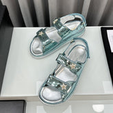 dad sandals cloud blue metalic lambskin