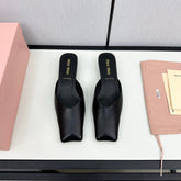 SQUARE TOE MULES BLACK SHEEPSKIN