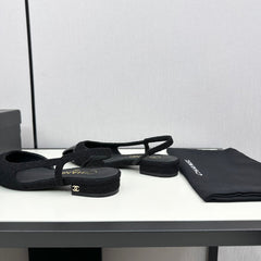 SLINGBACK BLACK TWEED AND CALFSKIN