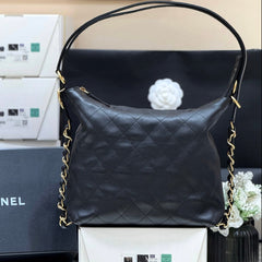 CHANEL 25S LARGE MAXIUM OLD HOBO BAG 34 IN BLACK CALFSKIN