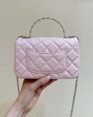 CHANEL 25S COCO CRUSH HANDLE 18 IN PINK CALFSKIN GOLD HARDWARE