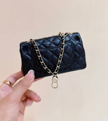 25S CHANEL MINI CF BAG 12 IN BLACK LAMBSKIN HEART MODEL
