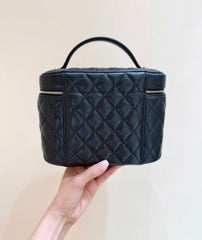 CHANEL 25S VANITY TOP HANDLE CASE 21 IN BLACK CALFSKIN