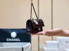 25S CHANEL MINI CF BAG 12 IN DARK BROWN LAMBSKIN HEART MODEL