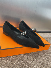 KIARA FLAT PUMP IN BLACK SUEDE