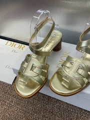 D-CLUB HIGH HEEL SLIDE 25S 55MM IN GOLD GLOSSY CALFSKIN