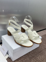 D-CLUB HIGH HEEL SLIDE 25S 55MM IN WHITE CALFSKIN