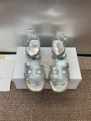 D-CLUB HIGH HEEL SLIDE 25S 55MM IN SILVER GLOSSY CALFSKIN