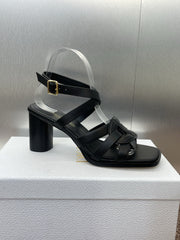 D-CLUB HIGH HEEL SLIDE 25S 80MM IN BLACK CALFSKIN