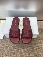 D-CLUB SLIDE SANDAL 25S IN BURGUNDY RED CALFSKIN